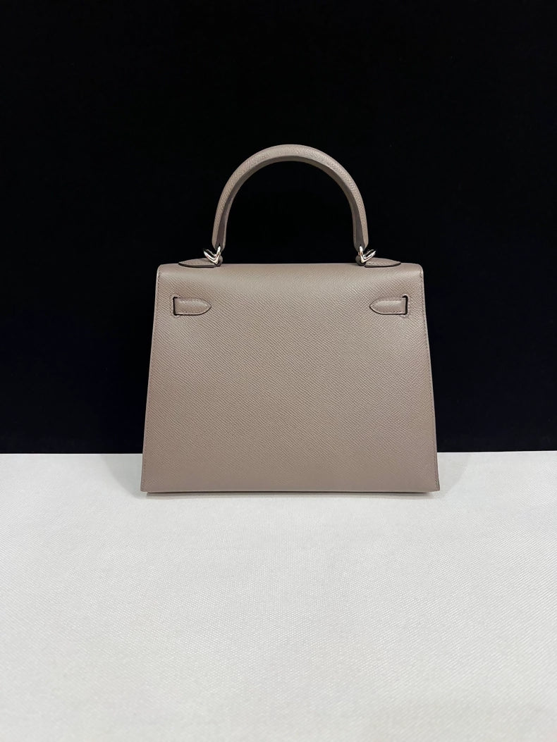Hermes Kelly 25 Grid Etain Epsom Leather Palladium Hardware - Image 3