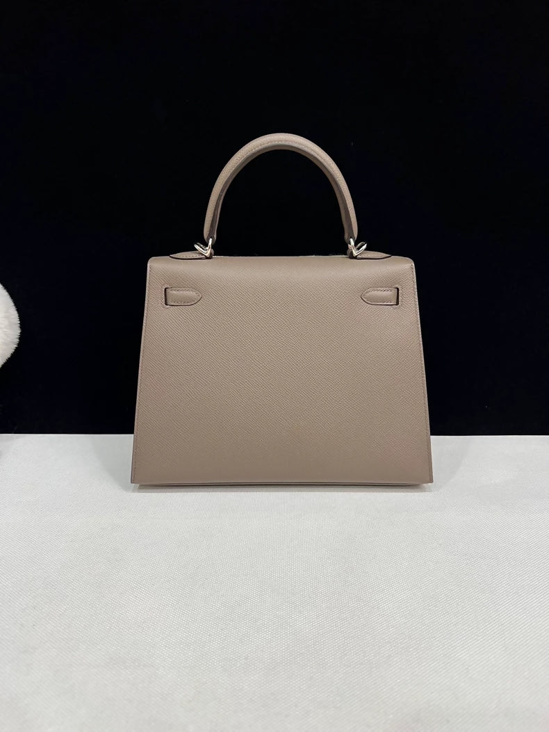 Hermes Kelly 25 Étoupe Grey Epsom Leather Palladium Hardware - Image 3