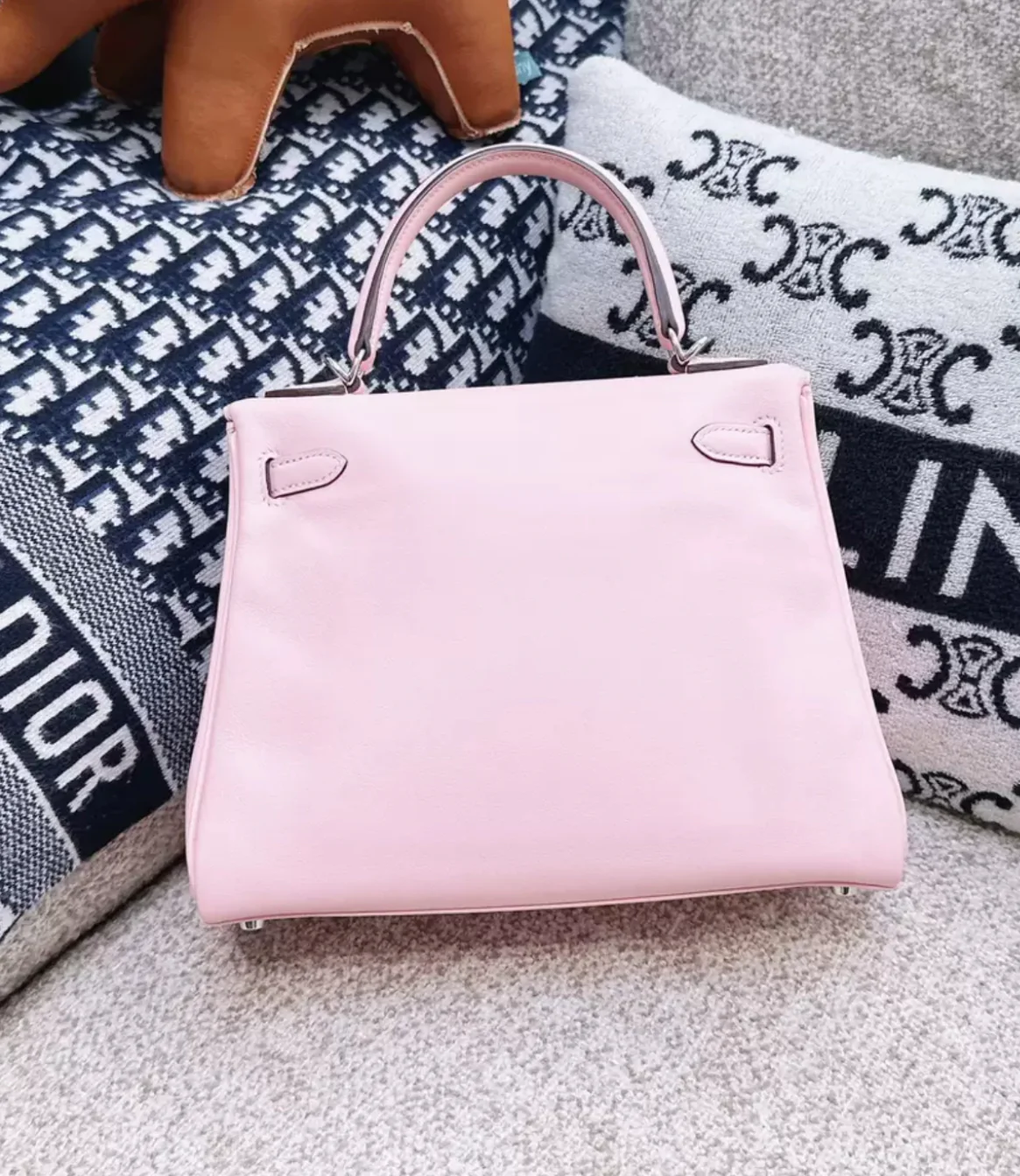 Hermes Kelly 25 Pink Sakura Swift Leather Palladium Hardware - Image 3