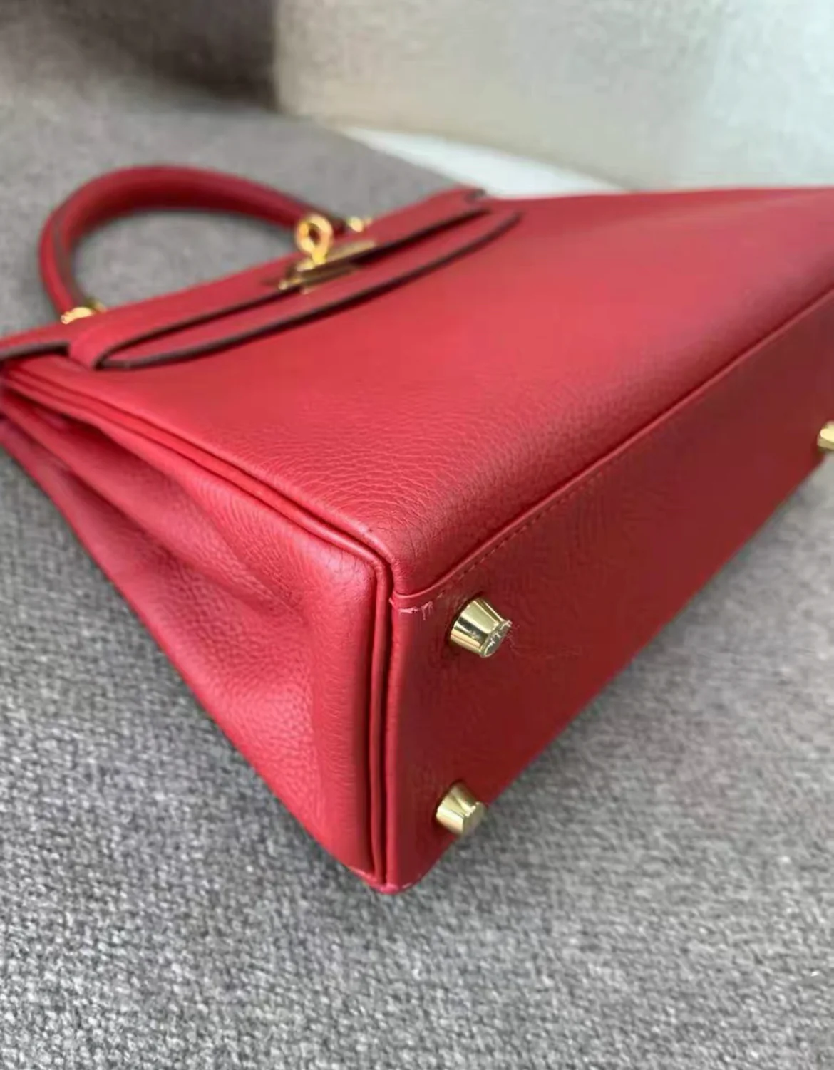 HERMES KELLY 25 RETOURNE ROUGE VIF TOGO GOLD HARDWARE - Image 5