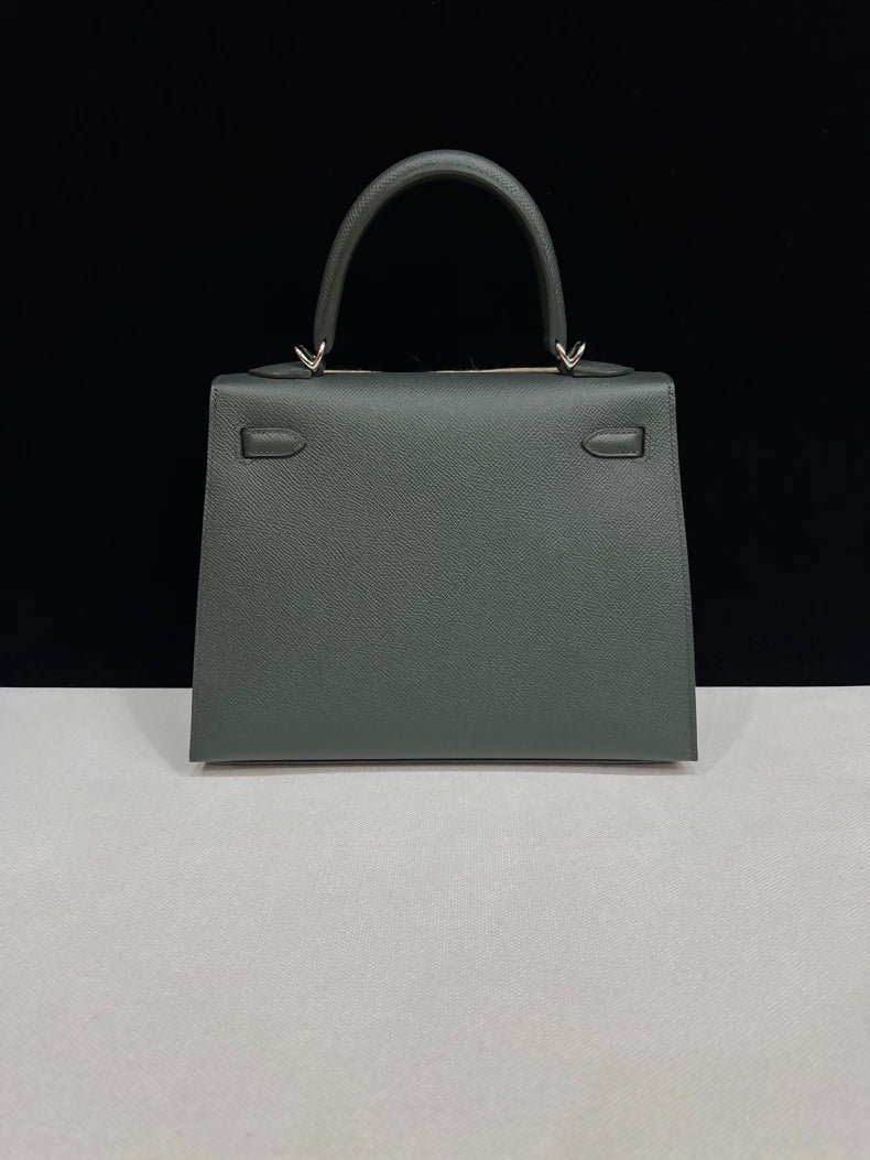 Hermes Kelly 25 Green Vert Mangrove Epsom leather palladium hardware - Image 3