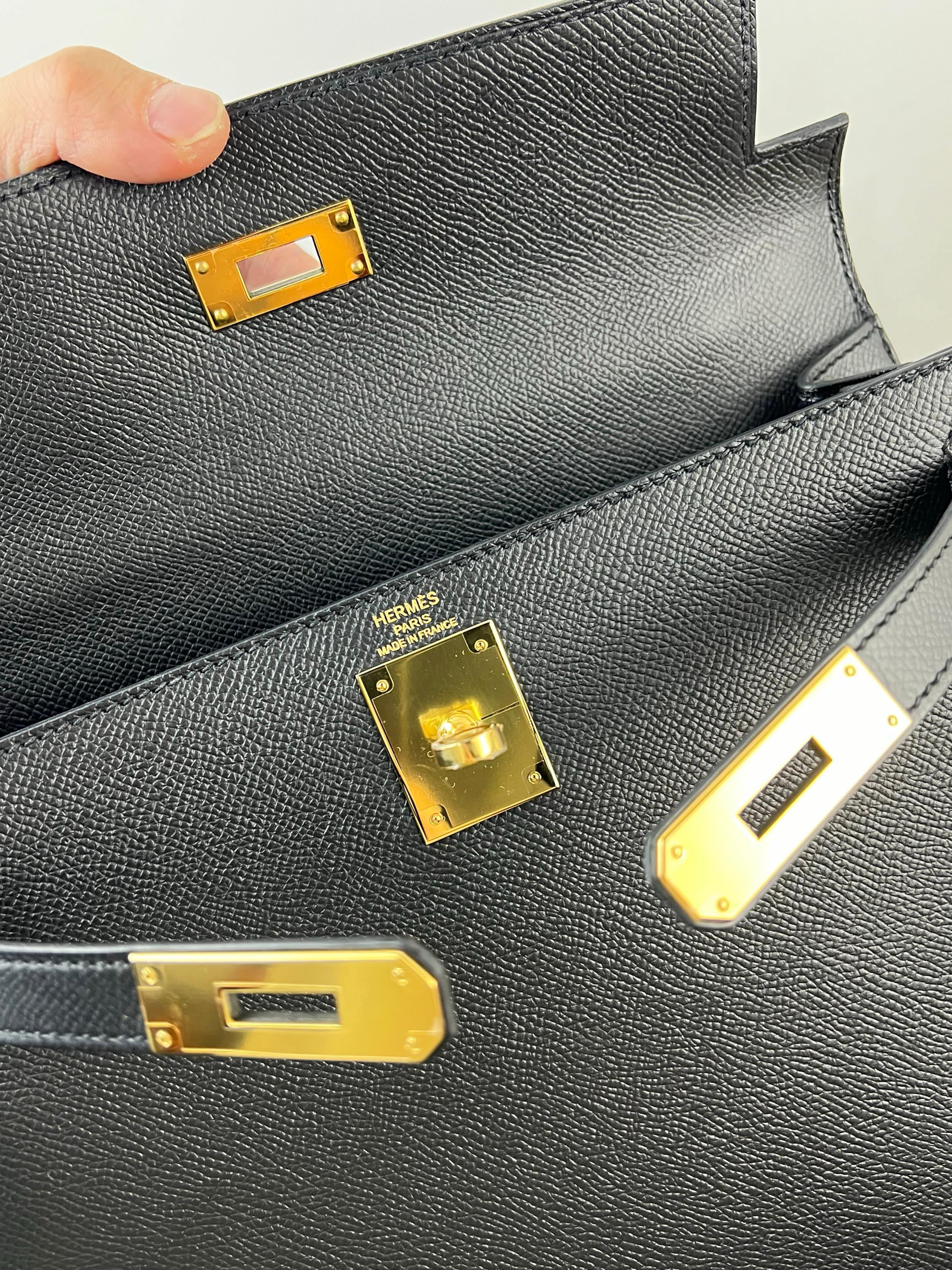 Hermes Kelly 28 Black Epsom Leather Gold Hardware - Image 16