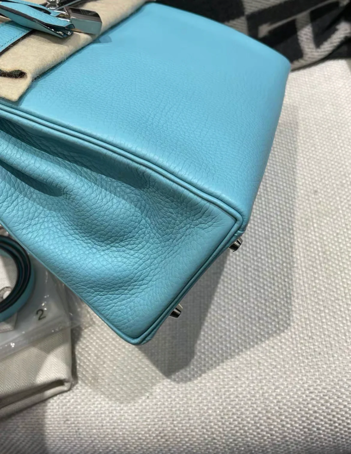 Hermes Kelly 28 Blue Atoll Palladium Hardware - Image 3