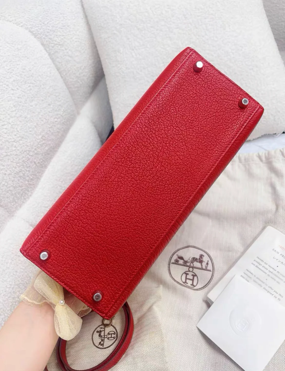 Hermes Kelly 28 Red Togo Leather Palladium Hardware - Image 6