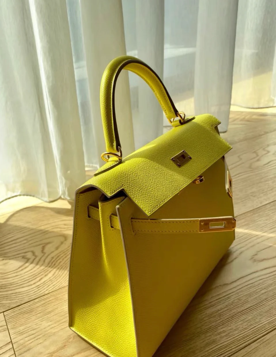 Hermès Kelly 28 Sellier Lime Epsom GHW - Image 5