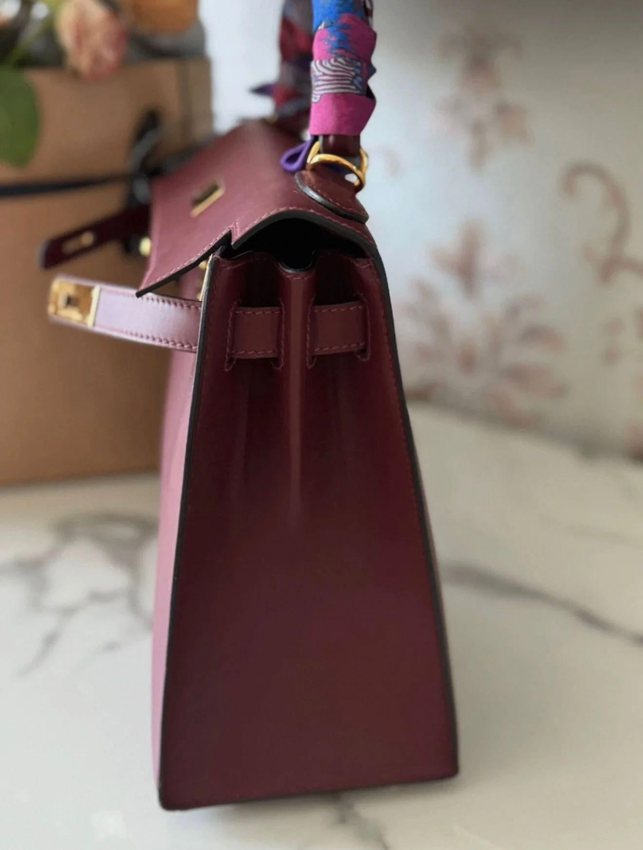 Hermès Kelly 28 Sellier Rouge H Sombrero Matt Box leather Gold Hardware - Image 4