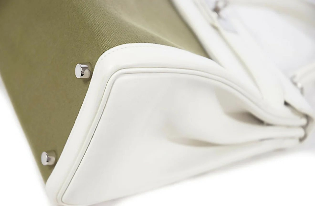 Hermes Kelly 28 white leather with green fabrics Phw - Image 4