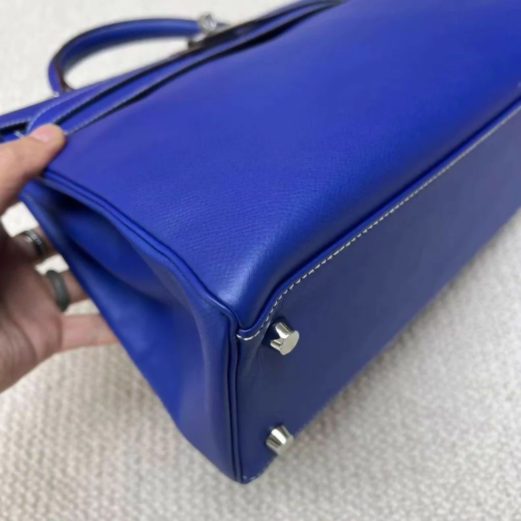 Hermès Kelly 32 Blue Electric Epsom Leather Palladium Hardware - Image 3