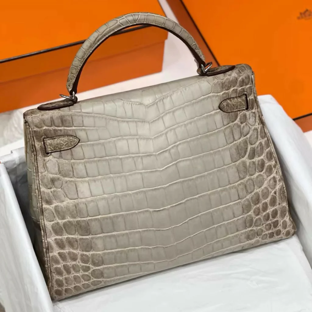 Hermes Kelly 32 Retourne Himalaya Gris Cendre Niloticus Matte Palladium Hardware - Image 2