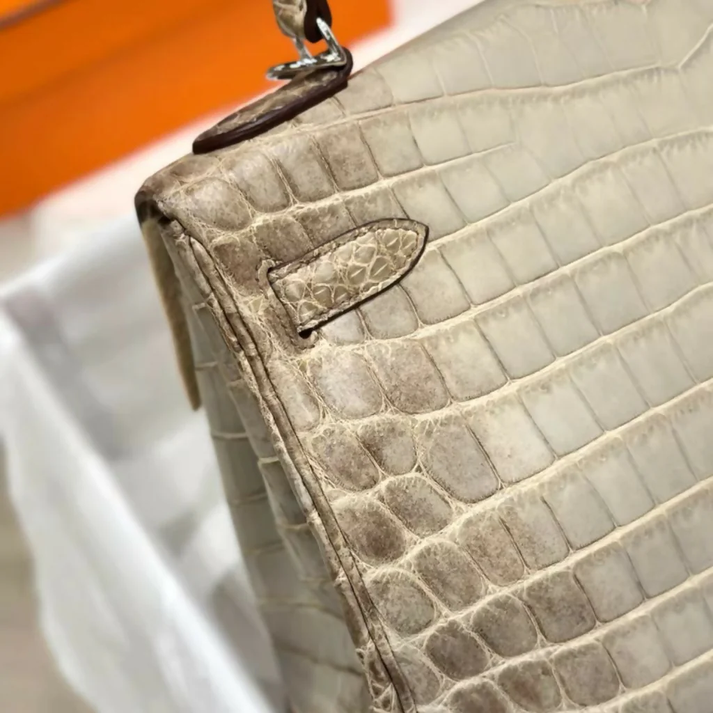 Hermes Kelly 32 Retourne Himalaya Gris Cendre Niloticus Matte Palladium Hardware - Image 3