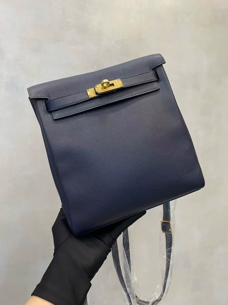 Hermes Kelly Ado Midnight Blue Leather Gold Hardware - Image 3