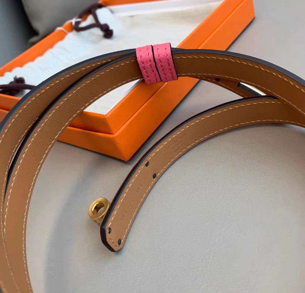 Hermes Kelly belt lipstick pink and gold hardware - Image 3