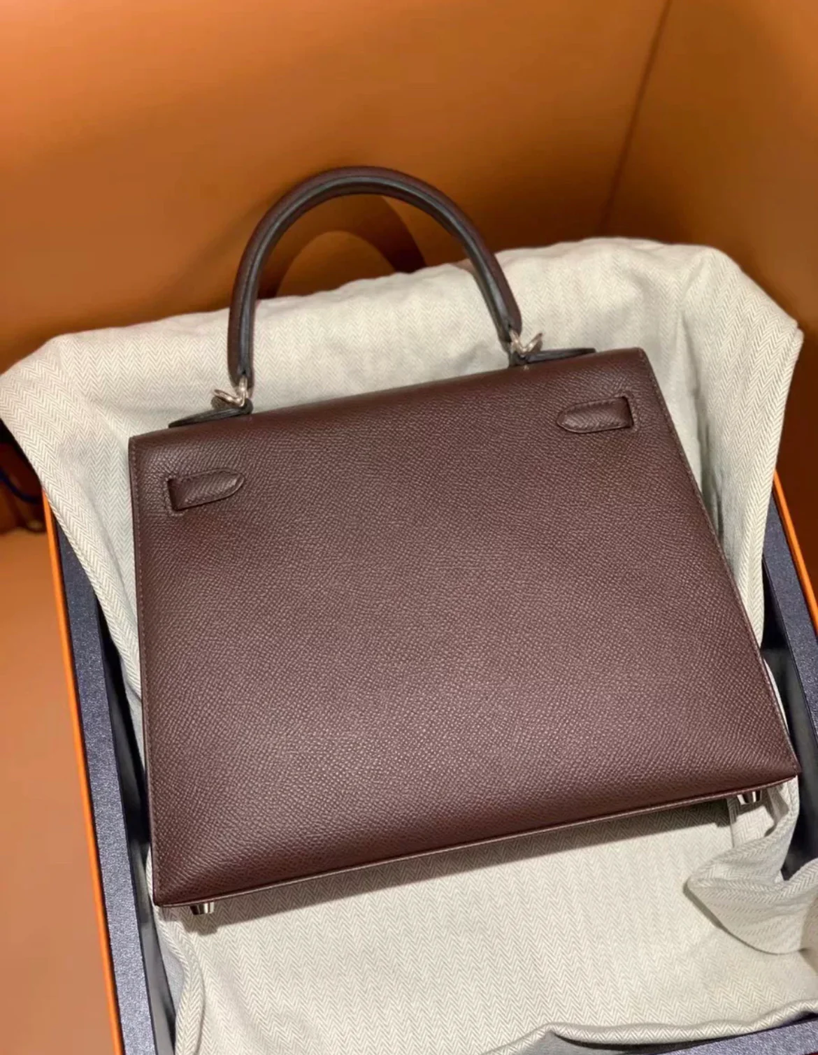 Hermes kelly Casaque 25cm Etoilee Rouge sellier/noir/rose darling Epsom/Mysore/Tad Palladium hardware - Image 4