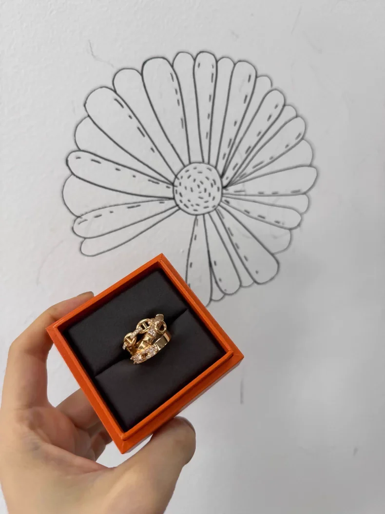 Hermes Kelly CDC three-in-one rose gold diamond ring