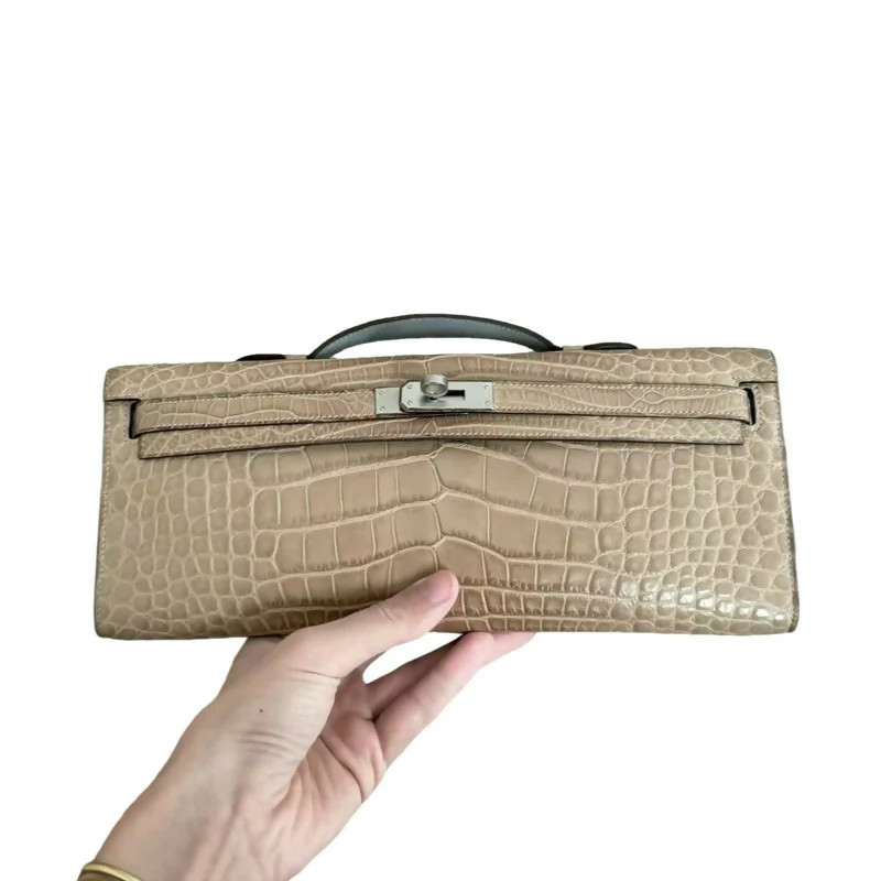 Hermes Kelly cut Matt croco milk tea - Image 2
