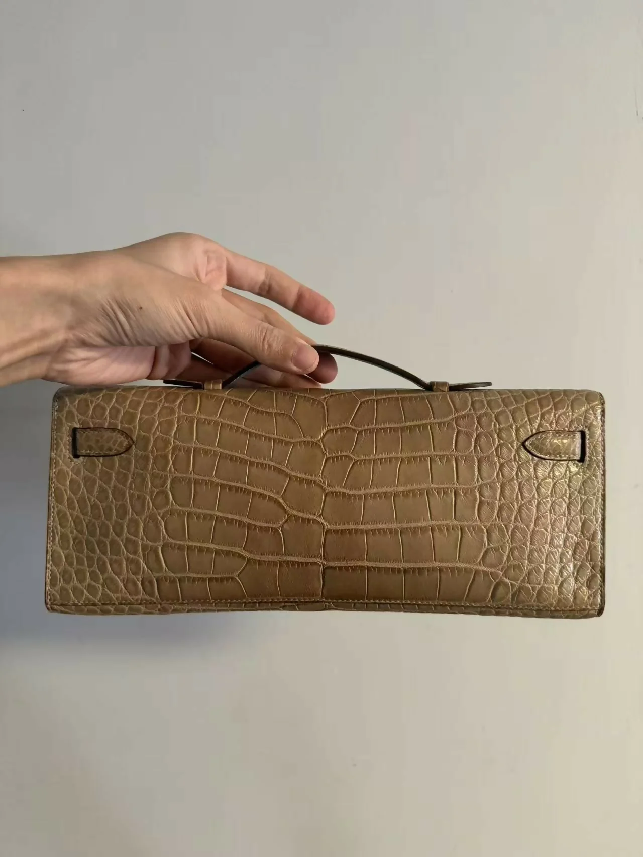 Hermes Kelly cut Matt croco milk tea - Image 5