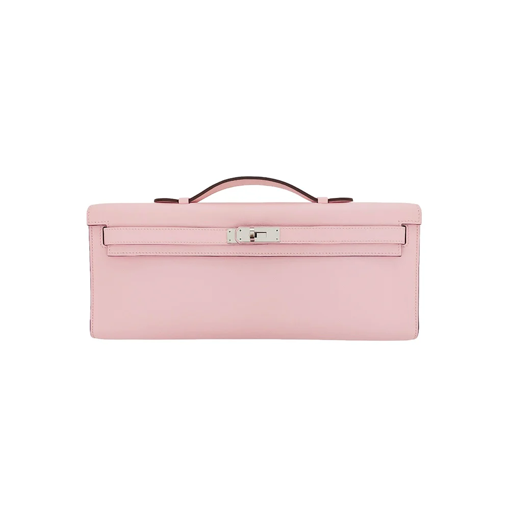 Hermès Kelly cut Pink Rose Sakura Swift Leather Palladium Hardware - Image 3