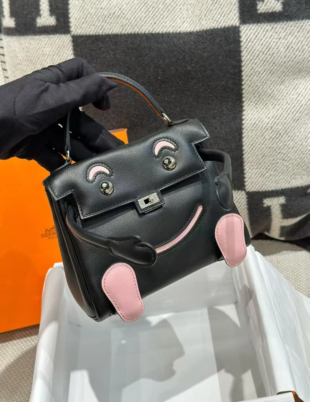 Hermès Kelly Doll Black & Pink Palladium Hardware - Image 2