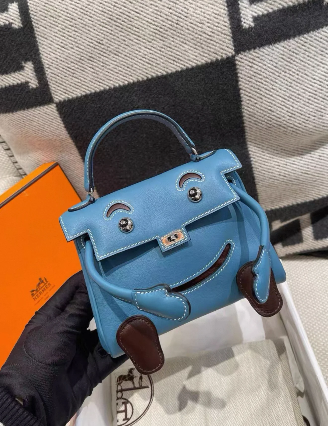 Hermès Kelly doll blue denim swift leather palladium hardware - Image 2