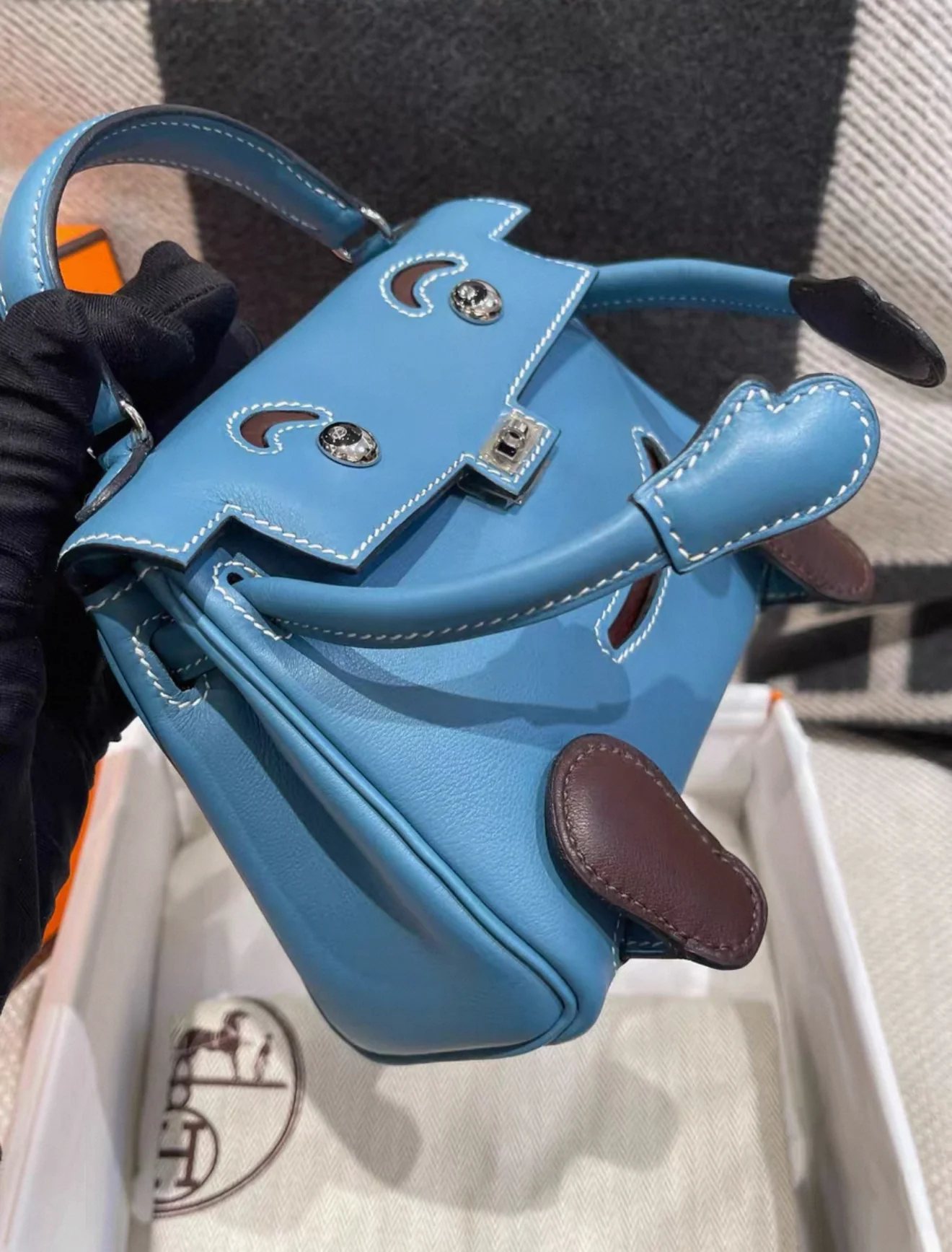 Hermès Kelly doll blue denim swift leather palladium hardware - Image 4