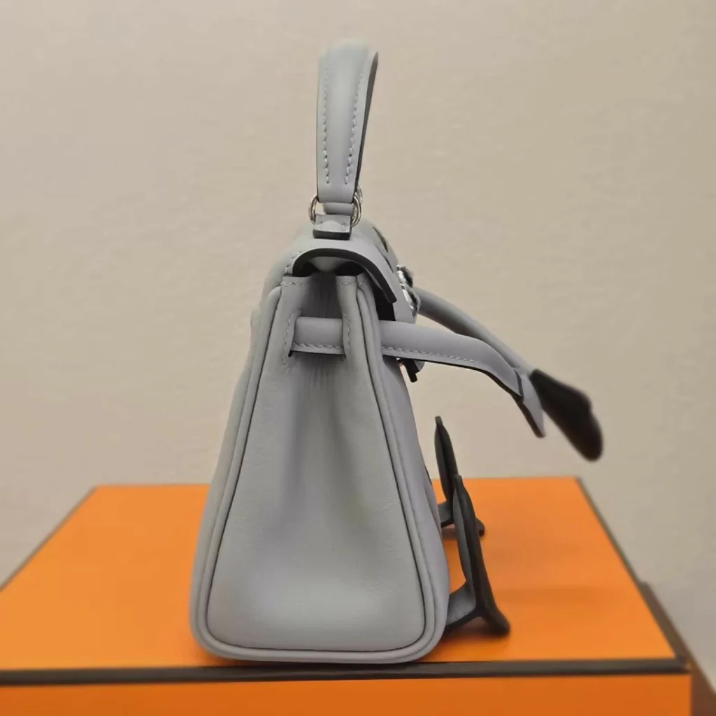 Hermès Kelly Doll in Blue Glacier with Vert Mangrove Swift Leather Palladium hardware - Image 3