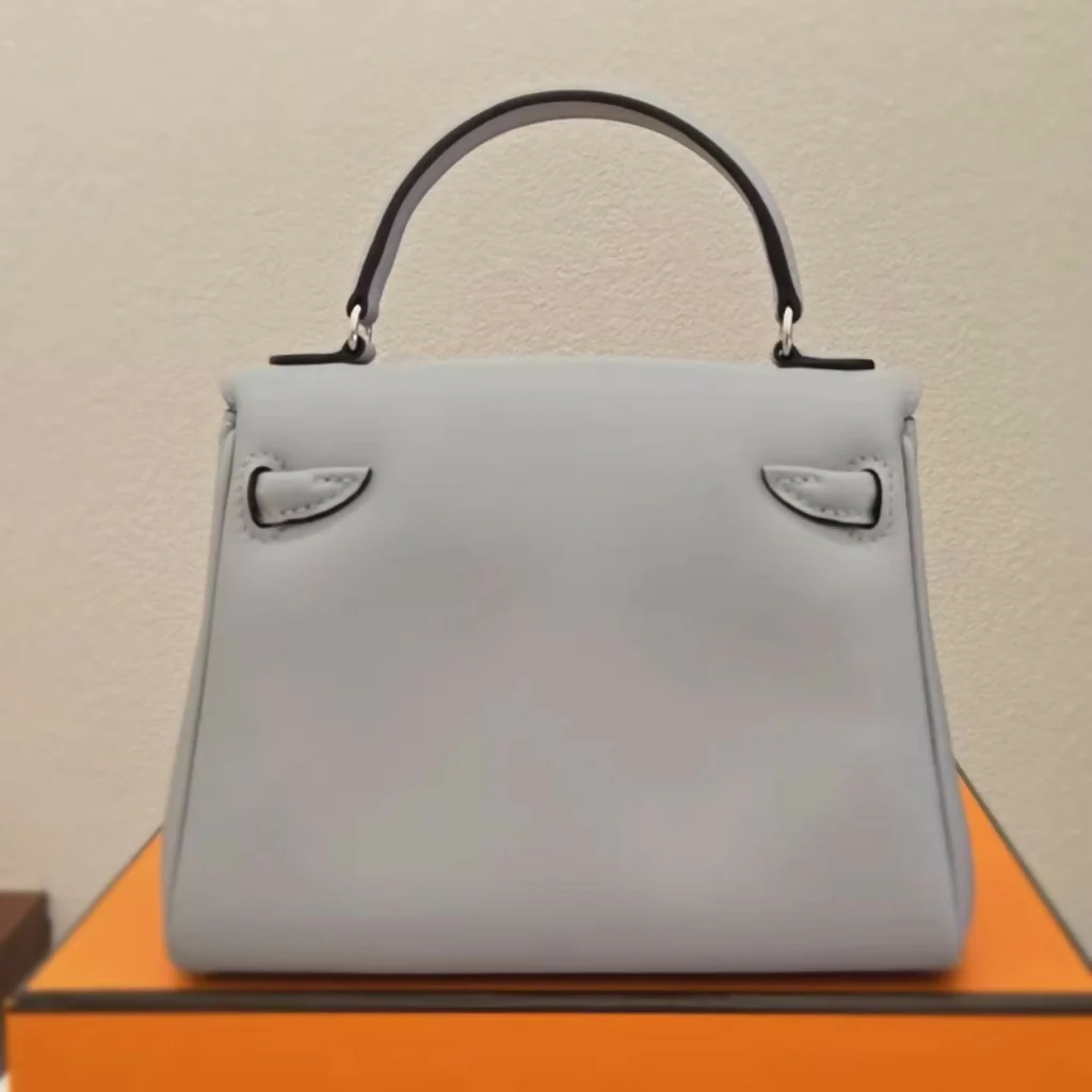 Hermès Kelly Doll in Blue Glacier with Vert Mangrove Swift Leather Palladium hardware - Image 4