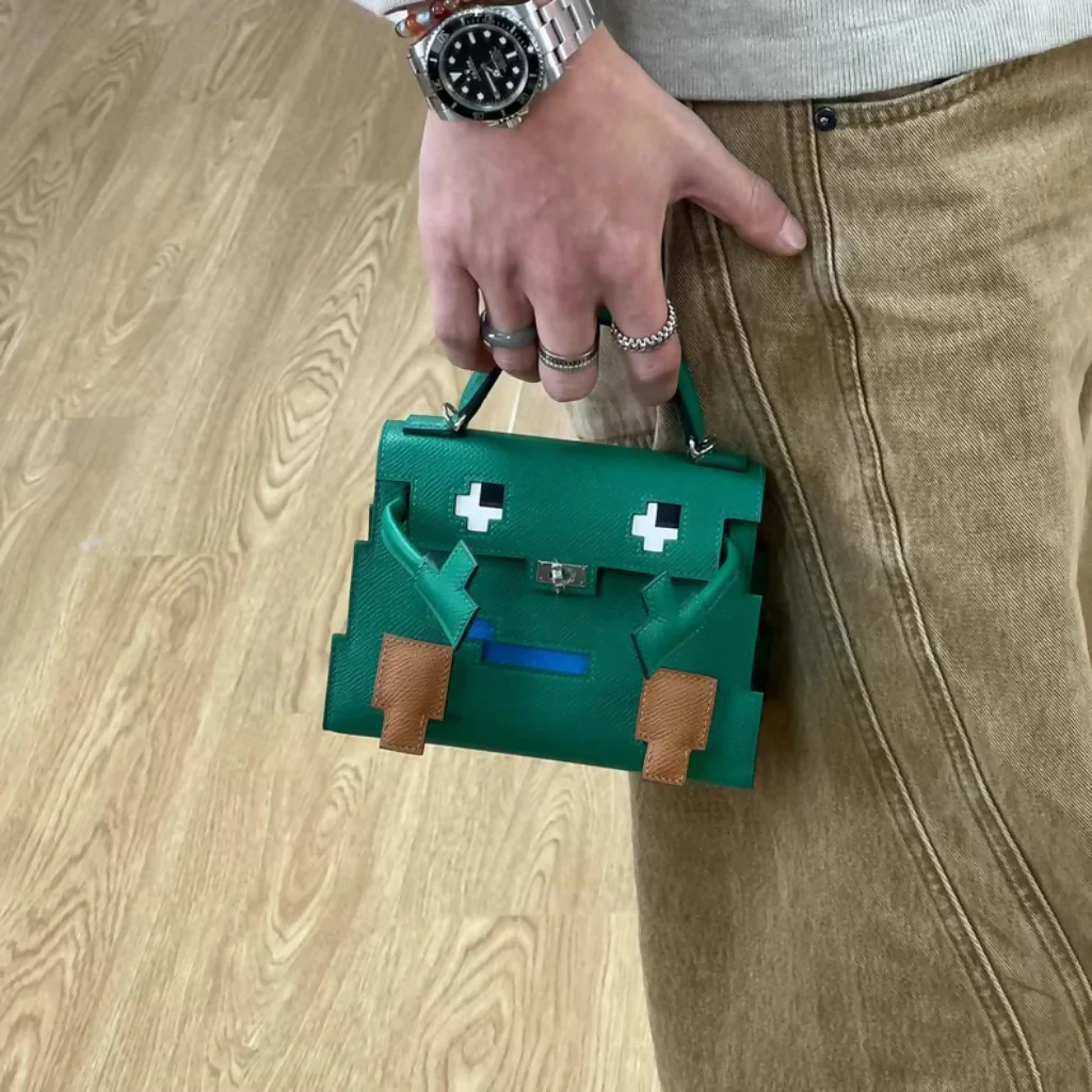 HERMÈS Kelly Doll Picto Vert Vertigo Epsom Leather Palladium hardware - Image 3