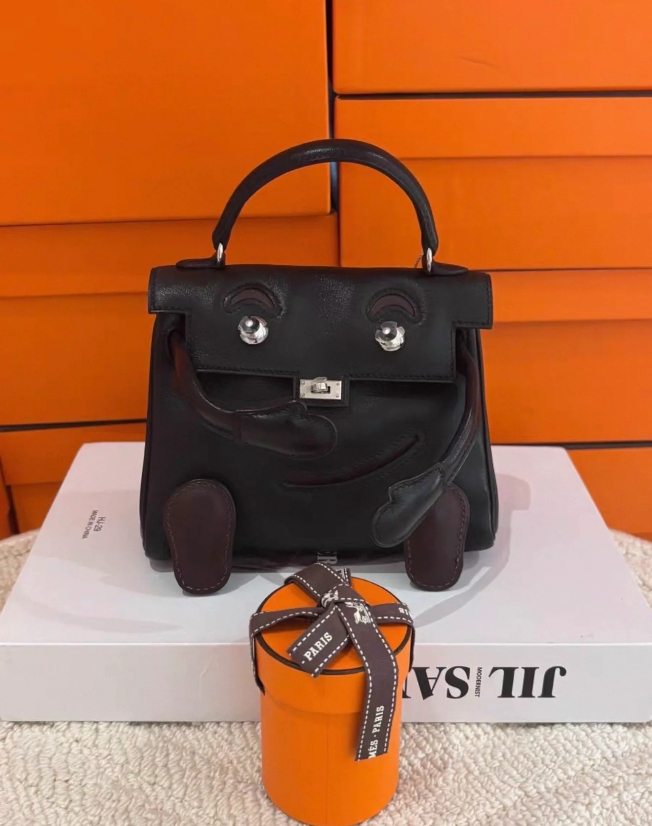 Hermes Kelly doll black & brown swift leather palladium hardware - Image 4