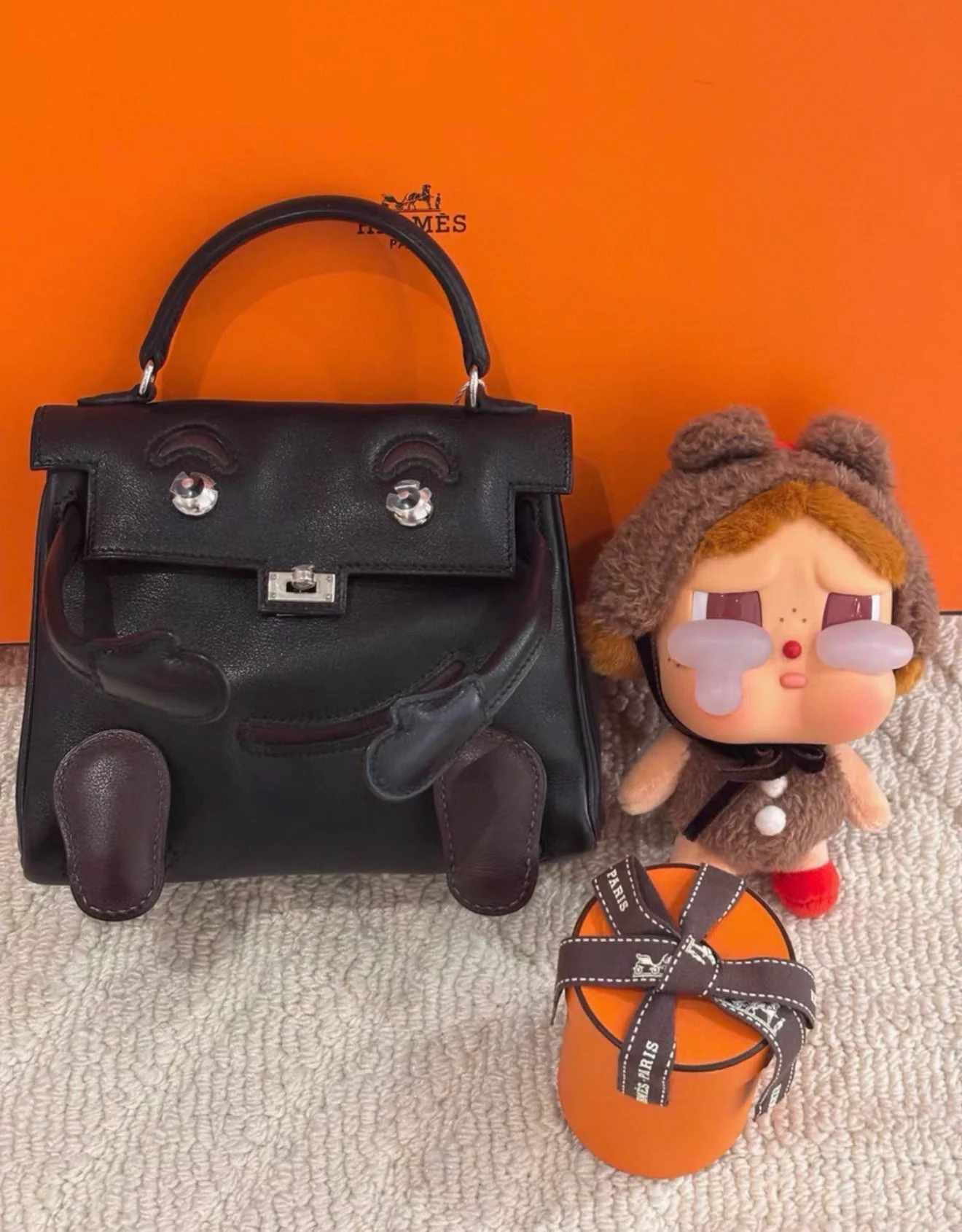 Hermes Kelly doll black & brown swift leather palladium hardware - Image 5