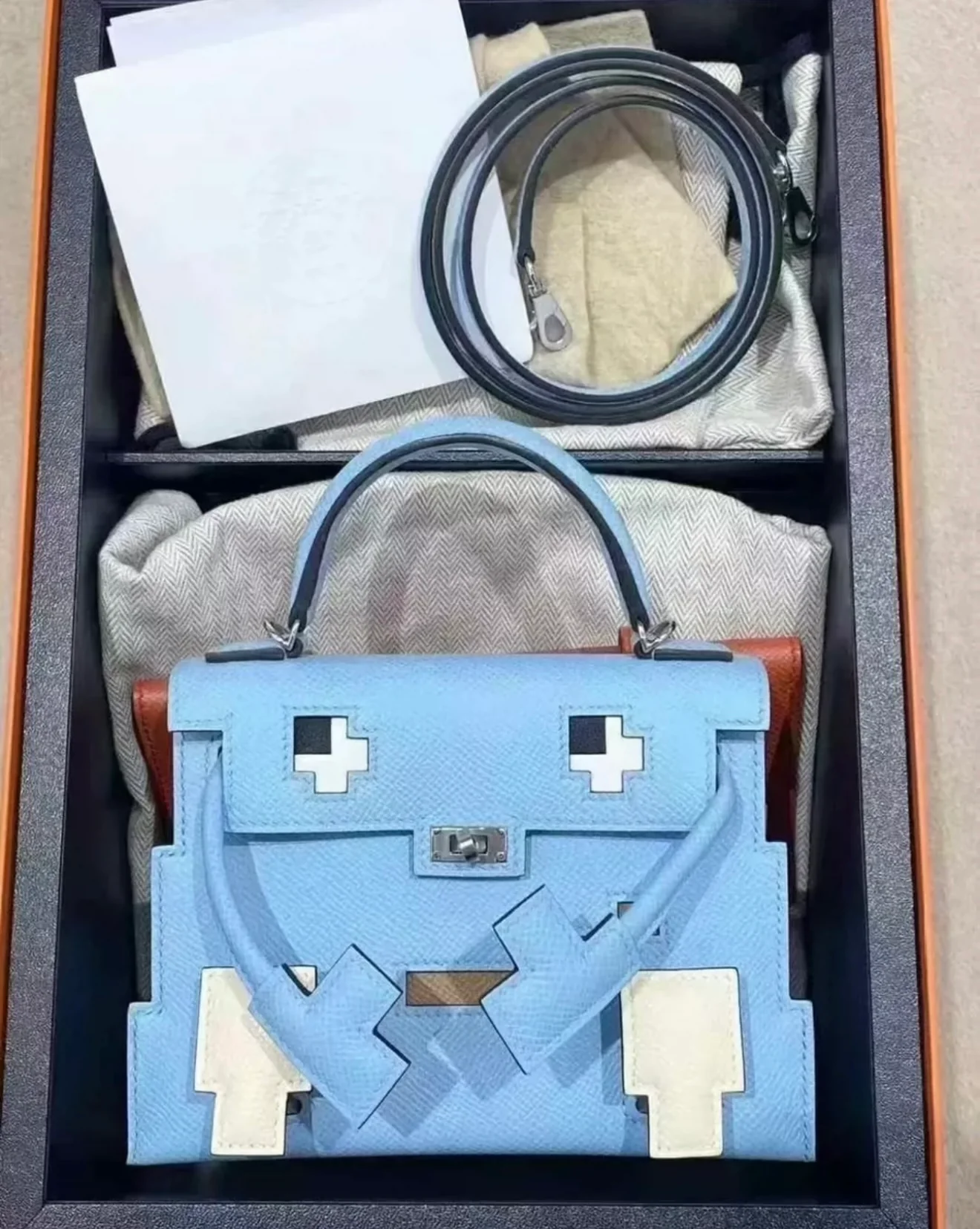 HERMÈS KELLY DOLL PICTO CELESTE EPSOM LEATHER PALLADIUM HARDWARE - Image 3