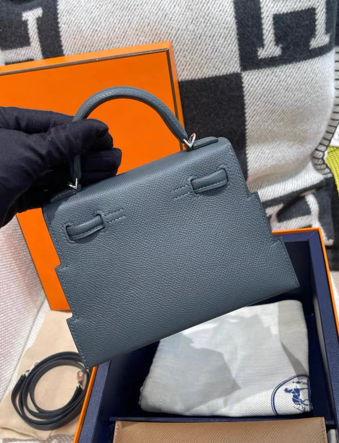 HERMÈS KELLY DOLL PICTO DARK GRAY EPSOM LEATHER PHW - Image 4