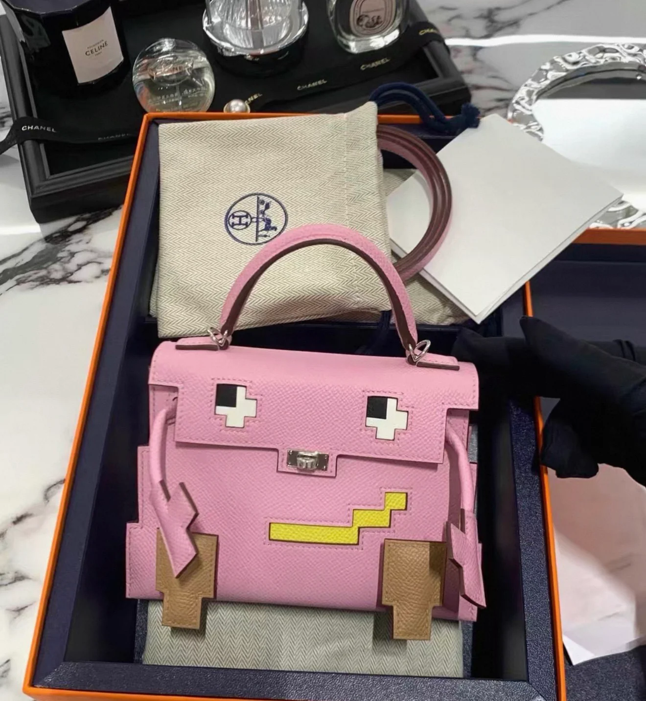 Hermès Kelly Doll "Picto" Quelle Idole Mauve Sylvestre, Lime, Nata & Chai Epsom Palladium Hardware