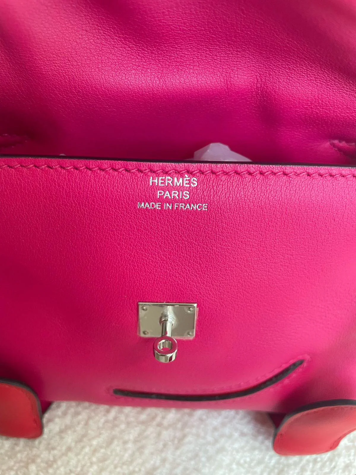 Hermes Kelly doll Pink Red Swift leather palladium hardware - Image 7