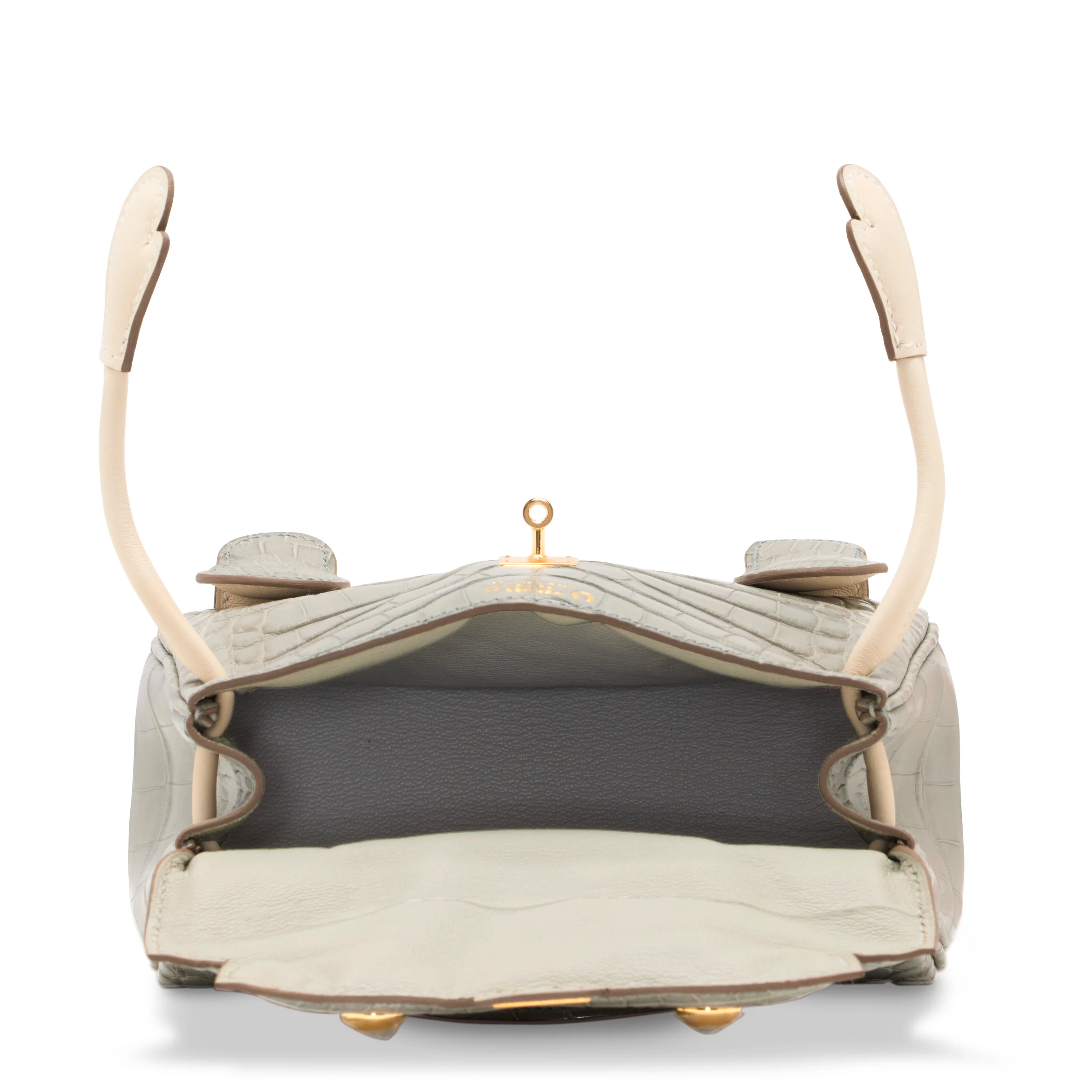 Hermes Kelly Doll Quelle Idole Gris Perle Matte Alligator & Craie Swift Leather with Gold Hardware - Image 5