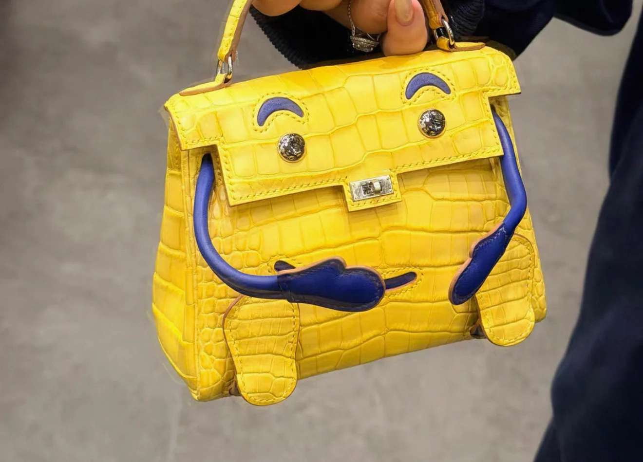 Hermès Kelly Doll Yellow Marigold Matte Alligator Blue electric Swift leather Palladium Hardwarea - Image 2