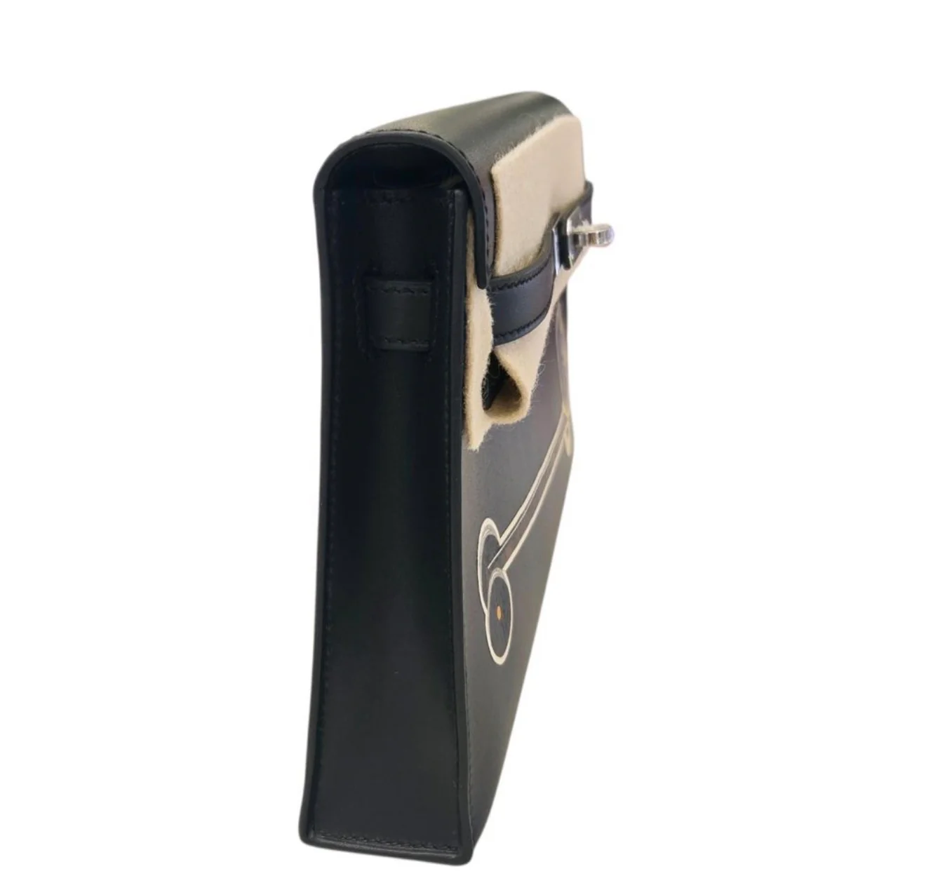 Hermès Kelly Elan "Cheval De Bois" Black and Multi Tadelakt Palladium Hardware - Image 3