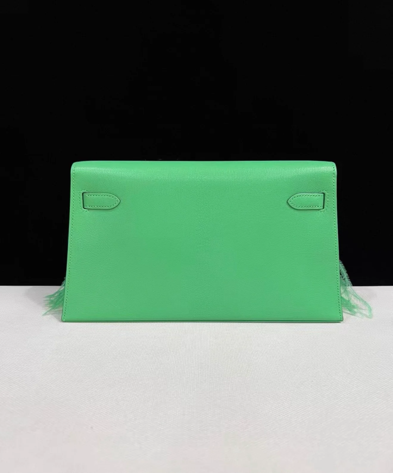 Hermès Kelly Elan Foile Vert Comics Chevre and Ostrich Feather Palladium Hardware - Image 3