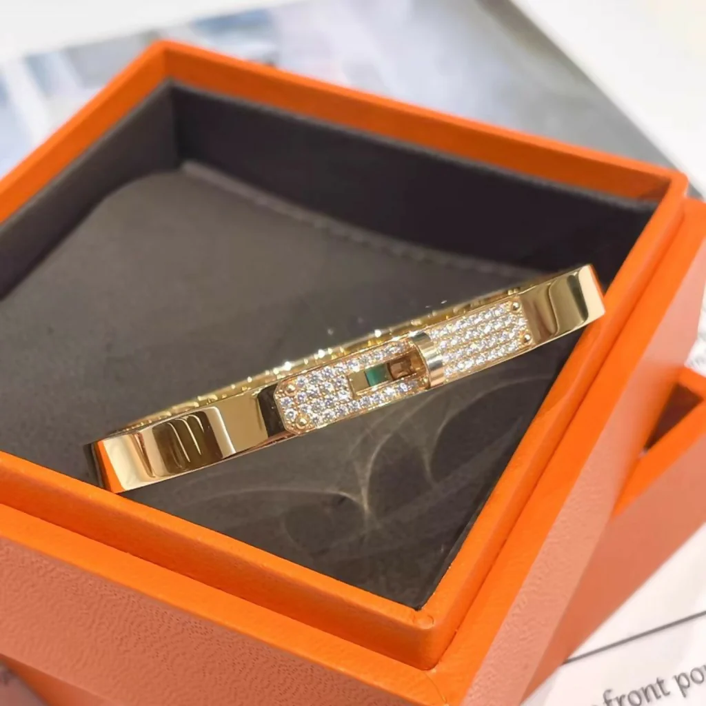 Hermes Kelly Small Model Diamond 18K Rose Gold Bracelet SH - Image 2