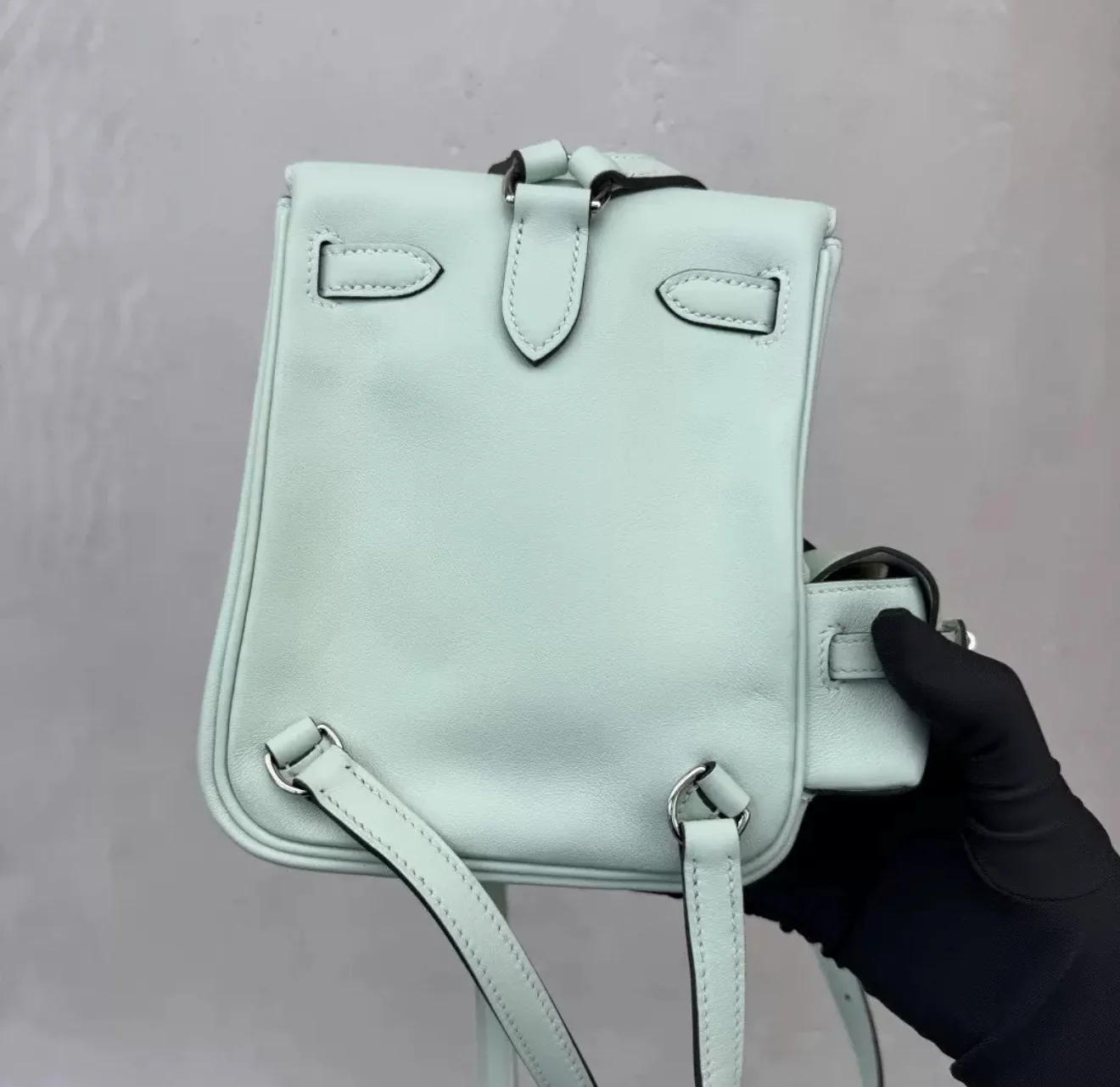 HERMES Kelly Jump Backpack Vert Peppermint Swift Palladium Hardware - Image 5