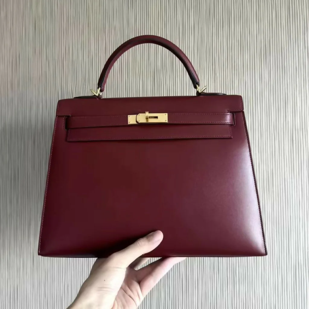 Hermès Kelly 28 Rouge H Box Leather gold hardware - Image 2
