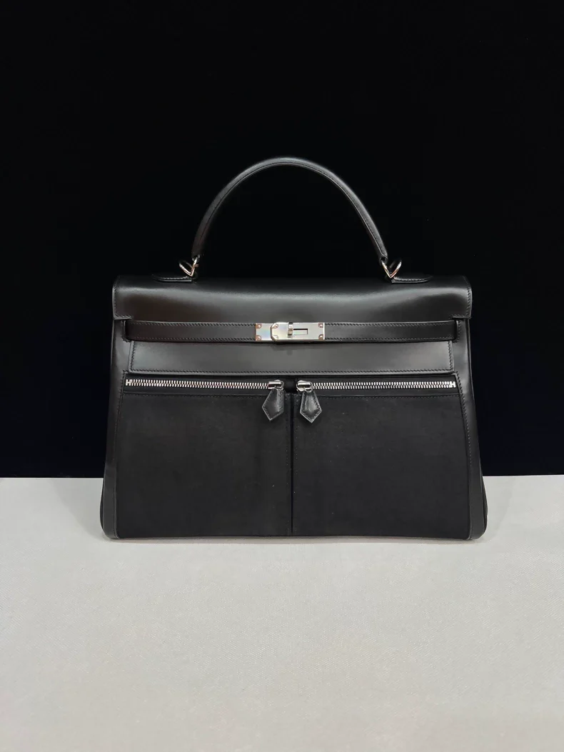 Hermes Kelly Lakis 35 black swift leather palladium hardware - Image 2
