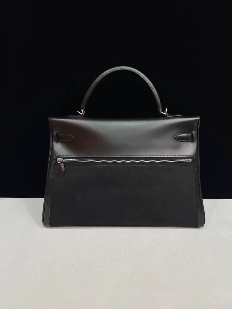 Hermes Kelly Lakis 35 black swift leather palladium hardware - Image 3