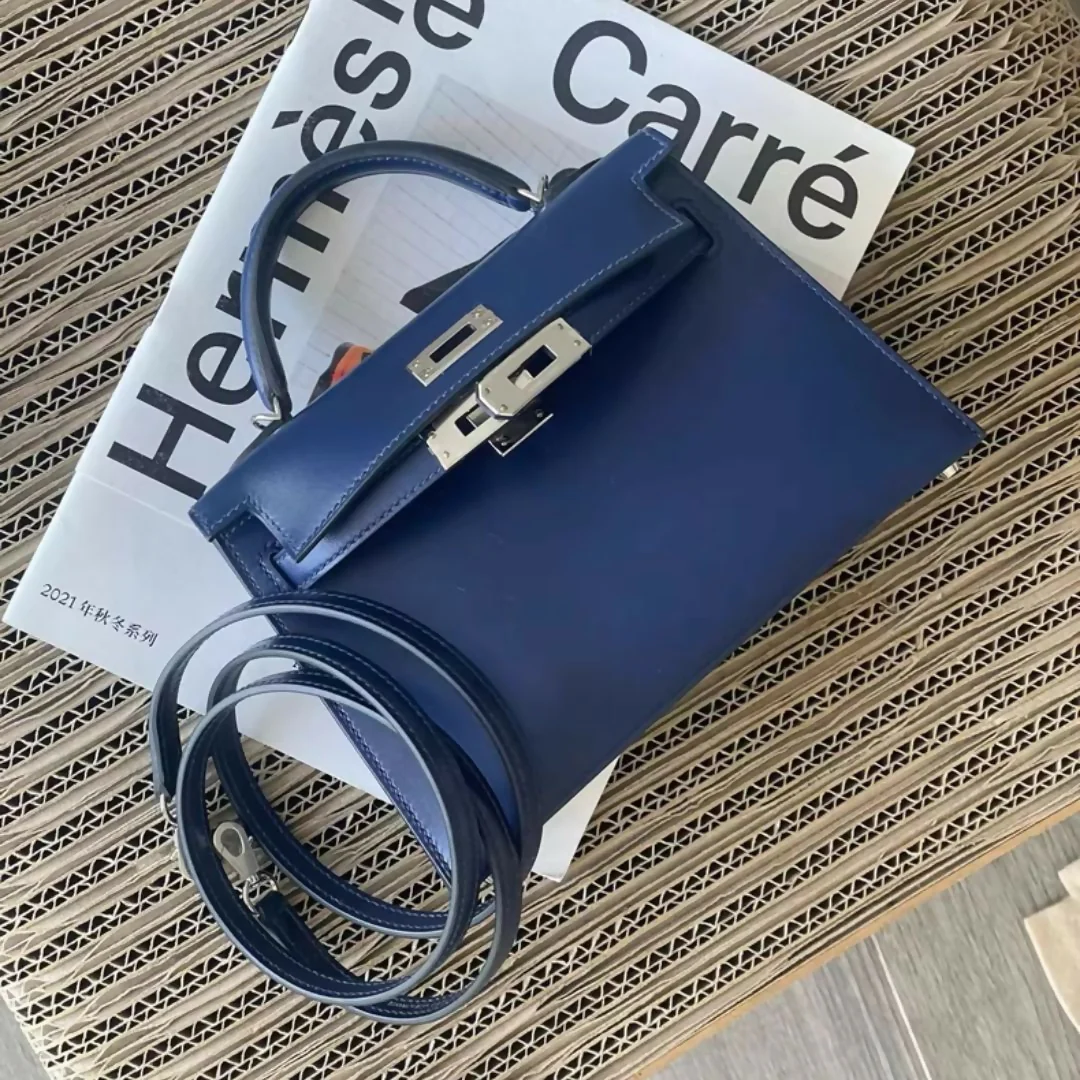 Hermès Kelly Mini 2nd Generation Sapphire Blue Box Leather with Silver Hardware