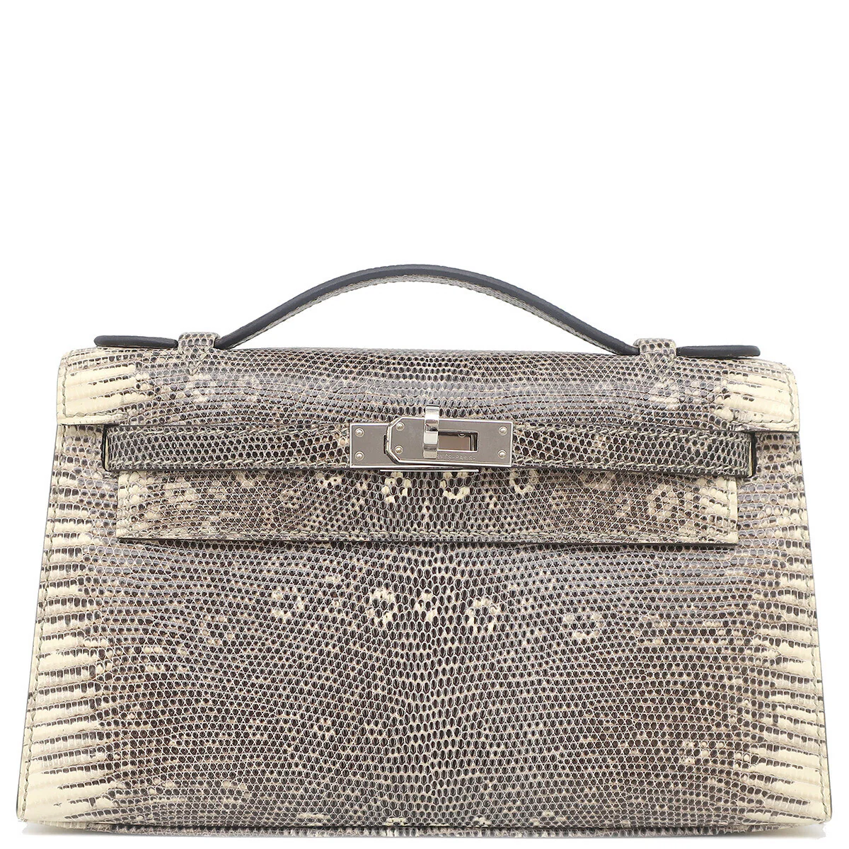 Hermes Kelly Pochette Ombre Lizard Palladium Hardware