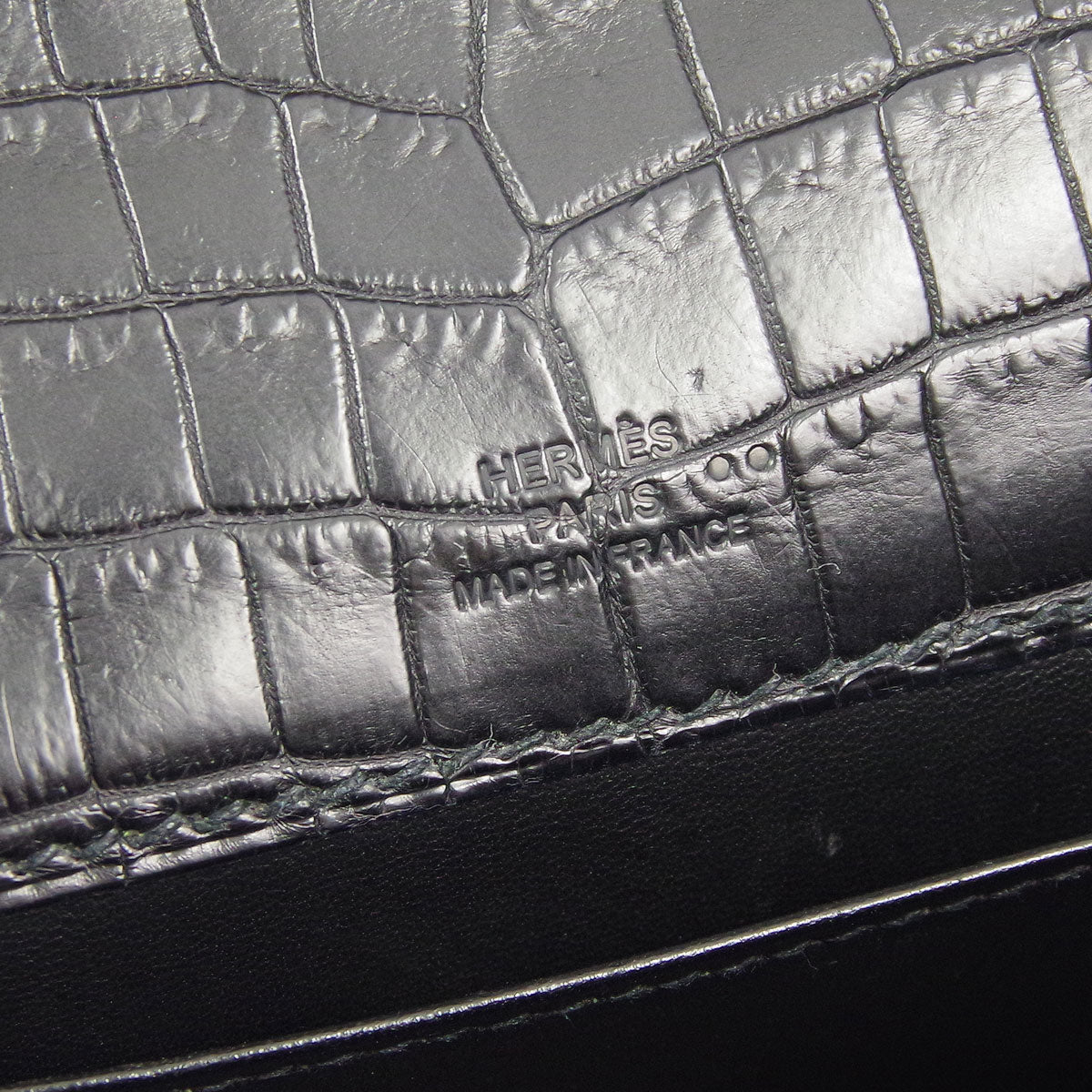 Hermes Kelly Pochette So Black Noir Matte Crocodile Leather - Image 7
