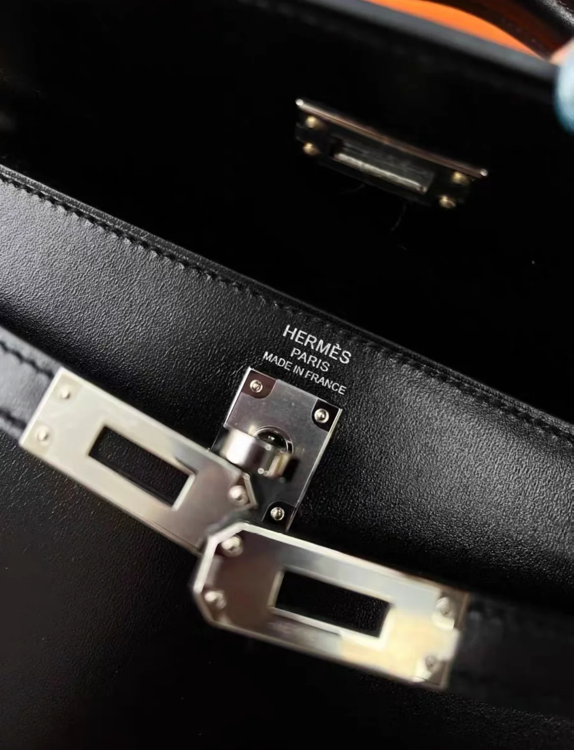 Hermes Kelly Sellier 25 Black Box Palladium Hardware - Image 3
