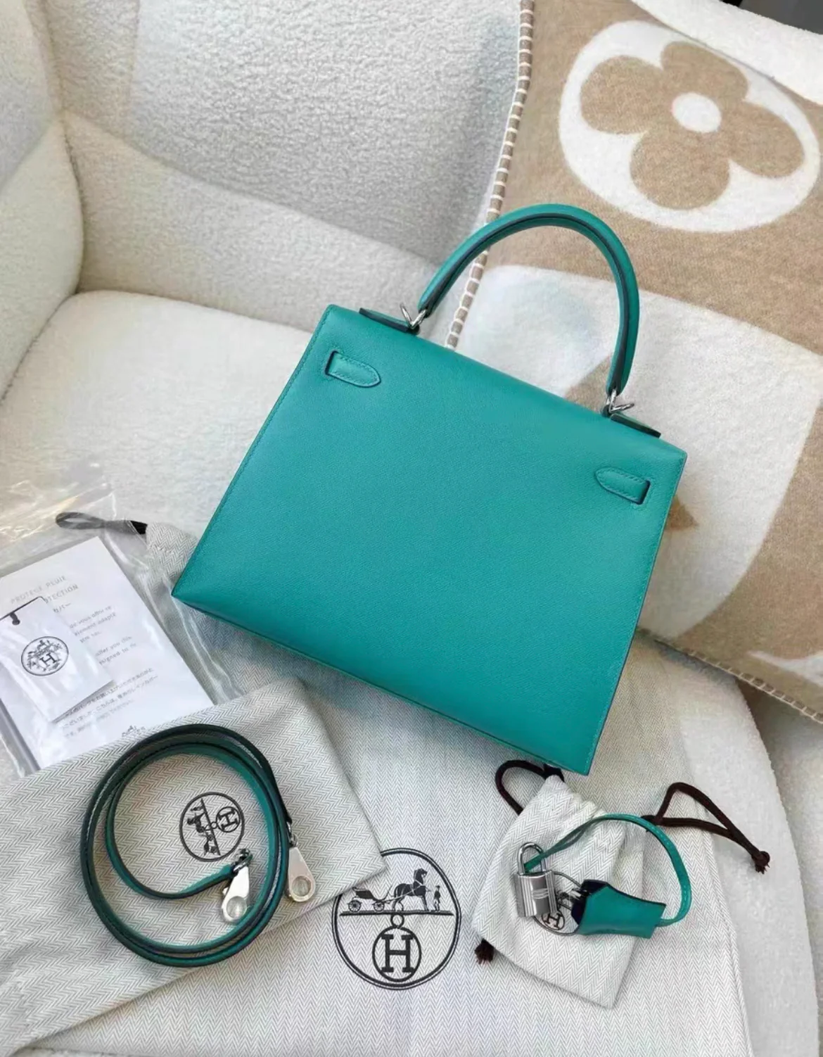 Hermès Kelly Sellier 25 Vert Verone Epsom Palladium Hardware - Image 3