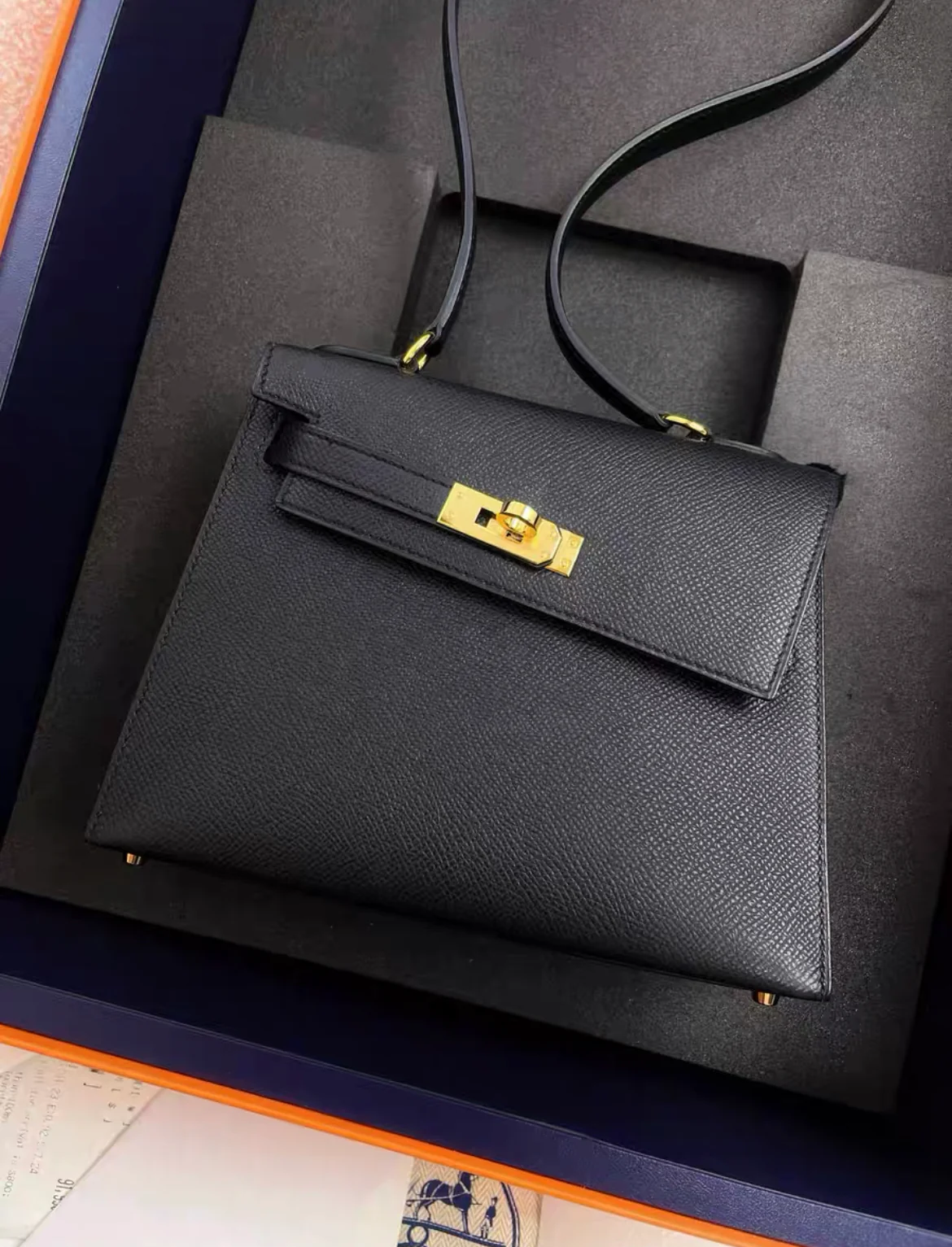 Hermès Kelly Sellier en Desordre 20 Black Epsom Gold Hardware stamp W full set with receipt brand new - Image 2
