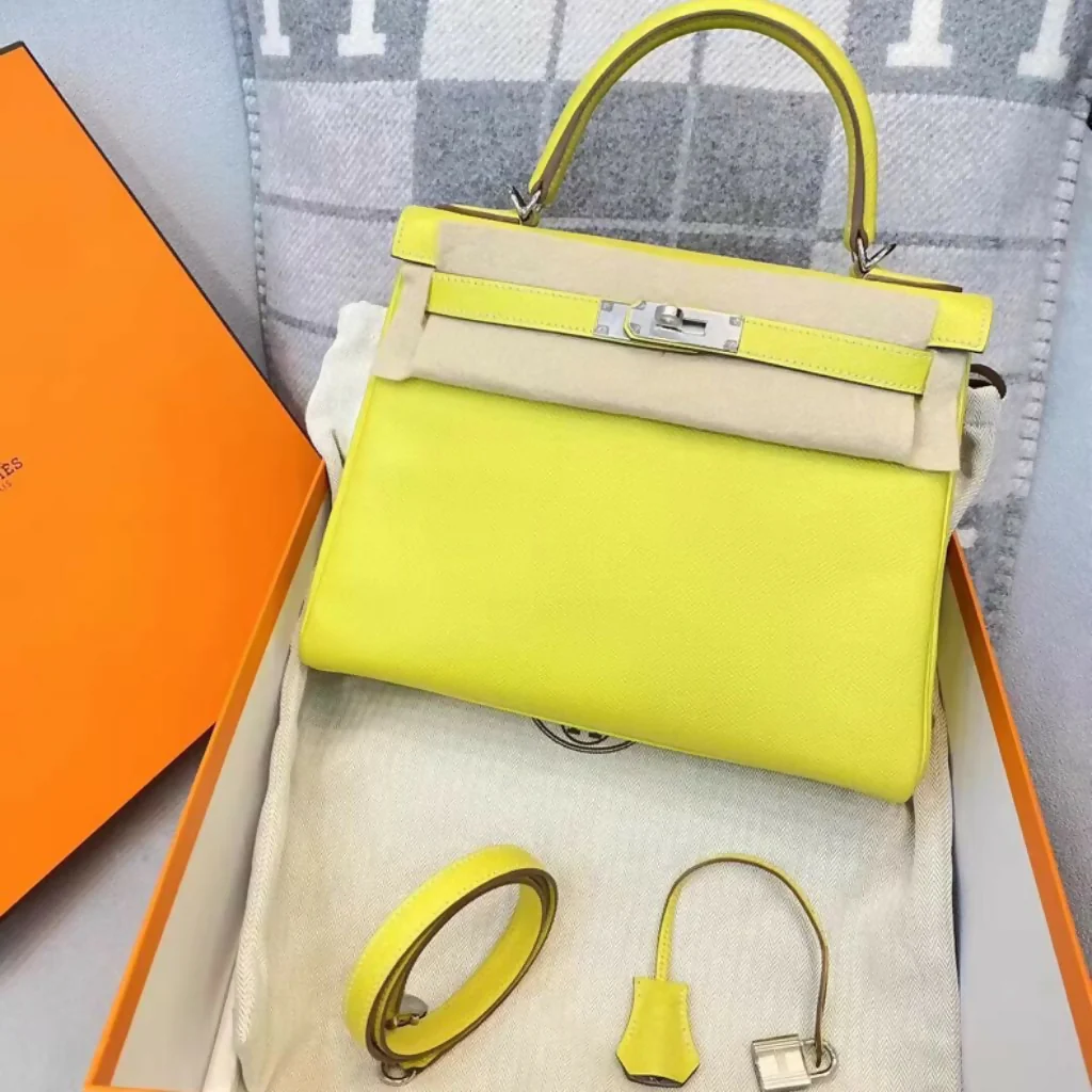 Hermes kelly 28 9R Lime Epsom Leather Palladium Hardware
