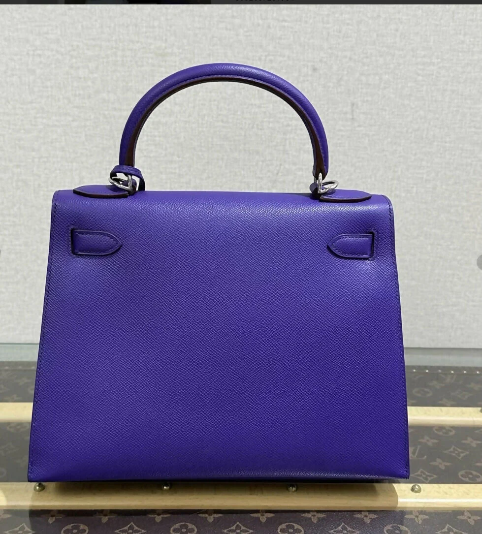 Hermès Kelly 28 Iris Purple Epsom leather palladium hardware - Image 3